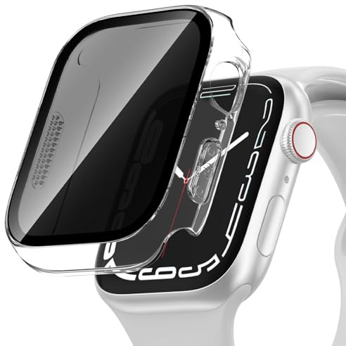 Kawoco Fodral för Apple Watch Series 11 (2025) Series 10 42 mm skyddande skal, anti-spy, hård PC, vattentätt skyddshölje, integritet, härdat glas, skärmskydd för iWatch 42 mm transparent