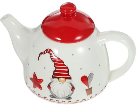 KITANDOVE Teiera Decorativa Ceramica Stile Nordico Con Tema Natalizio Completo Di Teiera e Tazza Per Servire Tè Cucina Per Festività e Momenti Di Relax