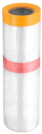 sourcing map Película de enmascaramiento presellada, 270 cm x 32.2 m, cinta adhesiva doble y pintores de cortinas, película de tela de plástico con cinta de plástico para cubrir pintura automotriz