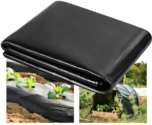 Bâche en polyéthylène noire très résistante, extra épaisse, couverture en plastique imperméable, membrane horticole pour jardin, isolation de construction et protection contre les gravats, drap de sol