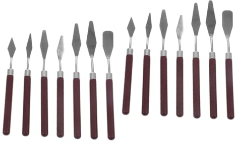 Uonlytech 2 Sätze Malerschaber Wand Kreativ Kunst Farbschaber Mischen Rühren Scrapper Werkzeug Malutensilien Künstler, Die Vorräte Malen Farbmischer Malen Spatel Ziehspatel Holz 7 Stück * 2
