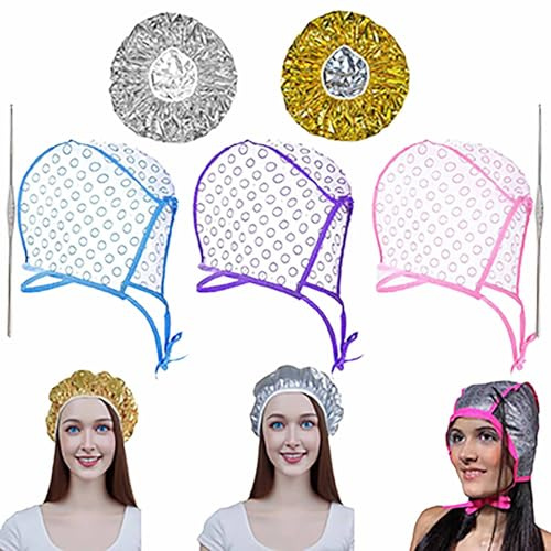 Hair Highlighting Cap with Plastic Hooks, Hair Dye & Bleach Coloring, Professional Hair Coloring Tool Kit, Salon & Home Hairdressing Highlight Cap Sets with