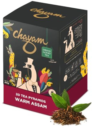 M1SS 40g Warm Assam Black Tea Bags – 20 Pyramid Tea Bags | 100% Whole Leaf Assam Tea | Bold Malty Flavour, Rich in Antioxidants | Naturally Gluten Free, Vegan & Keto Friendly | Enjoy Hot or Iced