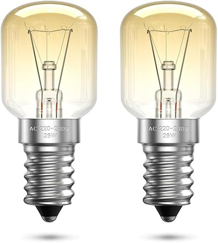 Bonlux Ampoules pour Four E14 26W, Dimmable Blanc Chaud 2700K T25, Tolérance 300°C pour Four, Hottes Aspirantes, Micro-ondes, Lampes au Sel, Réfrigérateurs (2Pcs)