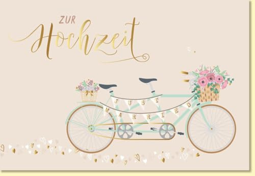 Gutsch Verlag Glückwunschkarte Hochzeit Tandem Fahrrad Just Married Blumen romantische Hochzeitskarte stilvoll modern liebevoll gestaltete Doppelkarte - mit Umschlag