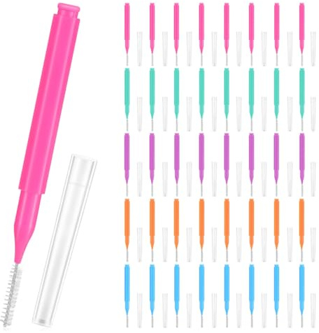 GARVALON 50 pièces Lot de Brosses Dentaires Interdentaires Multicolores Compactes et Efficaces pour Nettoyage Précis Entre les Dents pour Hygiène Bucco-dentaire Quotidienne