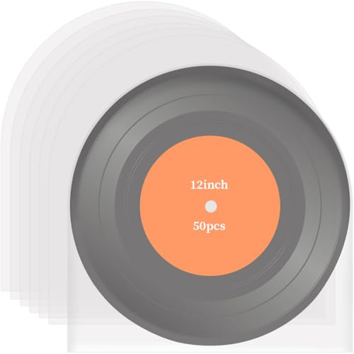 50 Pezzi Buste Vinili 33 Giri, Protezione Antistatica per Dischi Vinile, Vinyl Sleeves Trasparenti, Custodie Plastiche per Vinili da 12 Pollici