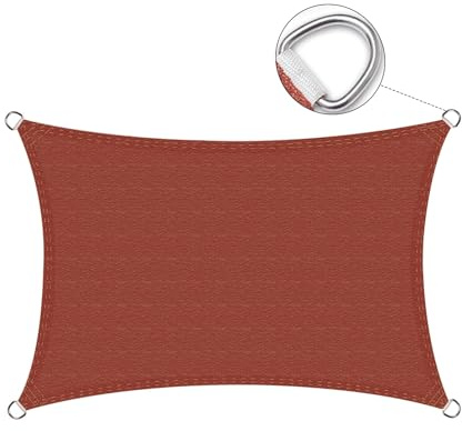 Vela ombreggiante rossa, 5 m x 6 m, resistente ai raggi UV, in HDPE, per esterni, patio, giardino, prato e cortile, copertura traspirante per attività di protezione solare
