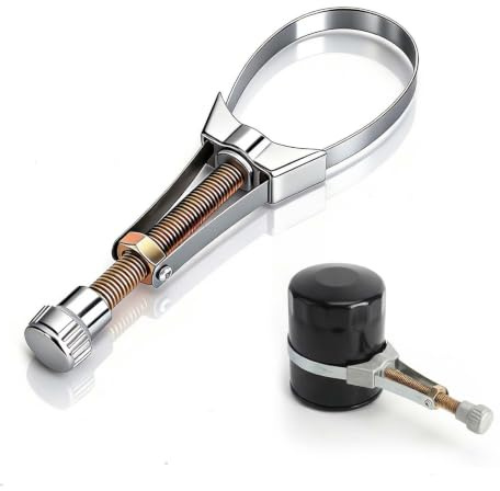Llave para filtro de aceite con banda metálica, herramienta de correa para desmontaje de filtro de aceite, diámetro ajustable, ajustable 60–120 mm para extracción de filtro para coche, moto y camión