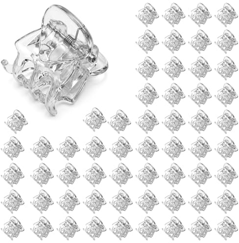 JJUNW 60 st Mini Hårklämmer, Små Hårspännen, 1,5 cm Små Hårsmycken Hårklämmer Plast Hårklämma Hårstylingstillbehör för Dam och Flicka (Transparent)