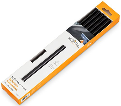 Steinel Stick di colla nera con diametro di 11mm, cartucce di colla a caldo lunghe 250 mm, collante universale nero per materiali scuri, confezione da 250 g, 10 pezzi, 006792