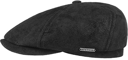 Stetson McCook Schirmmütze Vintage Ledercap Damen und Herren Sommer Winter schwarz XL (60-61 cm)