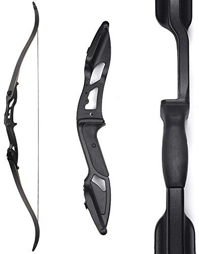 SHARROW Bågskytte Takedown Recurvebåge Vuxen Jaktbåge 58 tum Aluminiumlegering Båghandtag Recurvebågar 30-50lbs för Utomhusjakt Skytte (Svart, 50lbs)