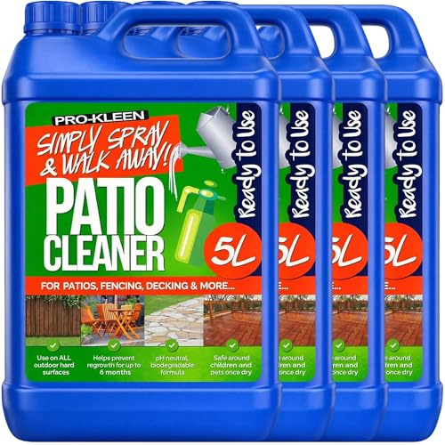 Pro-Kleen Ready to Use Green Mould and Algae Killer Simply Spray & Walk Away (4 x 5 Litres) Cleaner for Paths Patio, Fencing, Decking Resin Driveways and more!