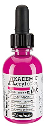 Schmincke - AKADEMIE Acryl color INK, Primär Magenta, 50 ml, 23 344 024, flüssige Acryl color-Farbe, pigmentierte Acryltinte zum Malen, Schreiben, Airbrush