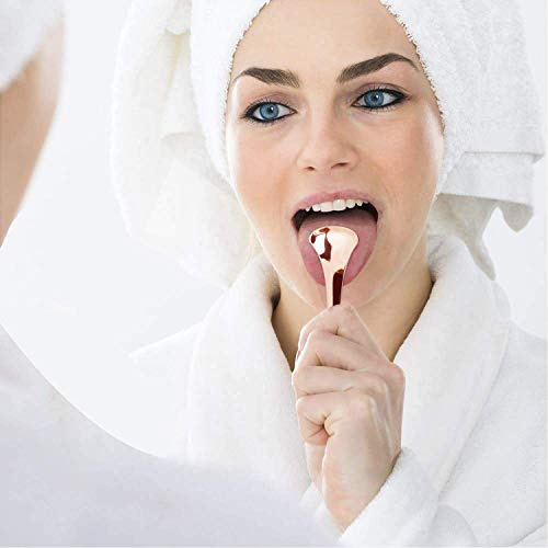 2Pezzi Pulitore per Lingua in Acciaio Inox Chirurgico con Scatola, ZHWUEU Professionale Lingua Nettalingua, Lingua Raschietto per Combatta l'alito Cattivo&Lgiene Orale (Rosa-oro) (CasaB6)