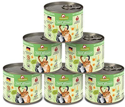 GranataPet DeliCatessen Kitten / Junior Geflügel, Nassfutter für Katzen, Katzenfutter für Feinschmecker, Futter ohne Getreide & ohne Zuckerzusätze, 6 x 200 g