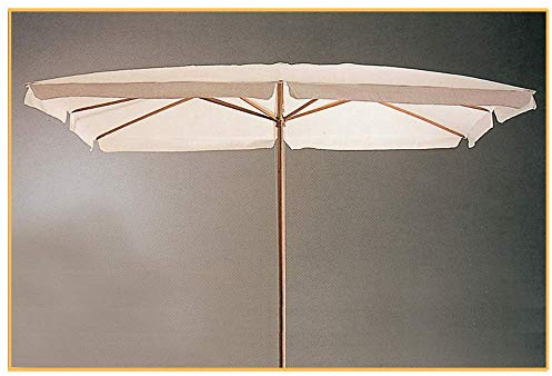 Luxurygarden Ombrellone da Giardino 3x4, Palo Centrale in Legno Top in Poliestere Bianco - 300x400