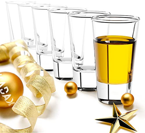 KADAX Bicchierini da Liquore in Vetro Trasparente da 28 ml, Bicchieri Piccoli da Shot, Ideali per Amaro, Limoncello e Grappa (Set di 6, Trasparenti)