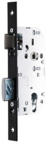 Vachette Serrure à Encastrer trou de cylindre, Axe à 50mm, Coffre 150mm, Certifiée NF Niveau 3 - D455 - Réversible sans démontage, Verrouillage 2 tours, Têtière bouts ronds - Porte d'entrée - Noir