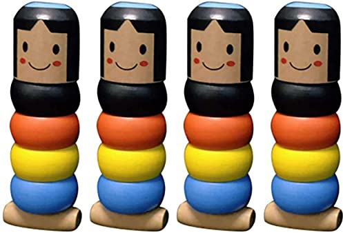 Uposao 4 Stück Unzerbrechliches Magisches Holzspielzeug, Hölzernes Mann Spielzeug Magische Lustige Marionette Daruma mit Magie Wooden Man Magic Toy Weihnachten Stadiums Zauberrequisiten
