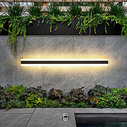 Außen Garten Wandlampe LED Patio Terrasse Außenwandleuchten Lange Lichtleiste Außenlampe Wandleuchte Innen draussen Wandlampe Metall Acryl Up/Down Spiegelleuchte 3000K IP67 wasserdicht (outdoor,80cm)