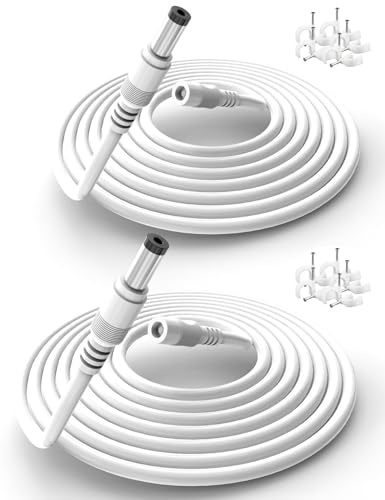 Lonnky 10 Meters 12V Extension Lead, Compatible with CCTV TAPO Camera, 12V Power Supply, DVR, TV Box, Compatible Power Cable, 2.1 mm x 5.5 mm Male to Female Jack, 2-Pack (White)