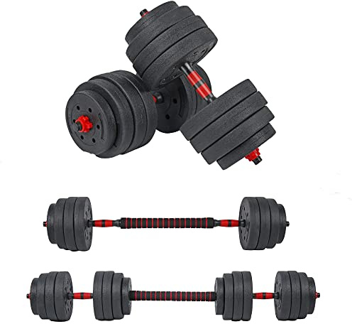 wuuhoo® Set d'Haltères Arni – Ensemble de 2 pièces, Avec des Disques et 2 barres, Set d'haltères en synthétique 30mm, avec verrouillages étoile – Équipement de Gym à Domicile (e) 40 kg