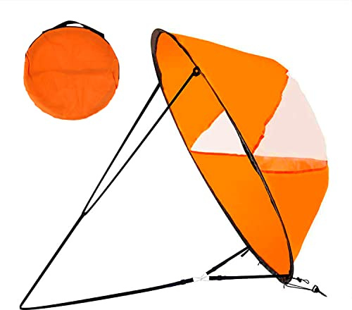 Floving popup kajak vindsegel, hopfällbart nedvindssegel, bärbara kanoter nedvindssegel, kajaksjal, kajakkanoter (orange)