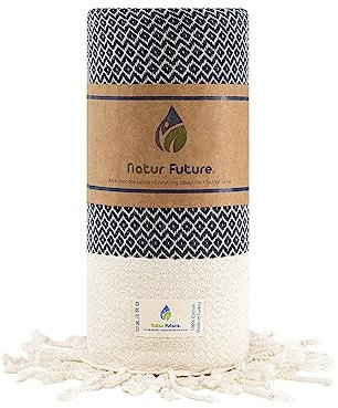 NATUR FUTURE Telo mare in cotone, grande, XXL, asciugamano da bagno, asciugamano da bagno, asciugamano per hammam, asciugamano per sport, sarong pareo yoga, fouta, coperta per sauna, spa (antracite,
