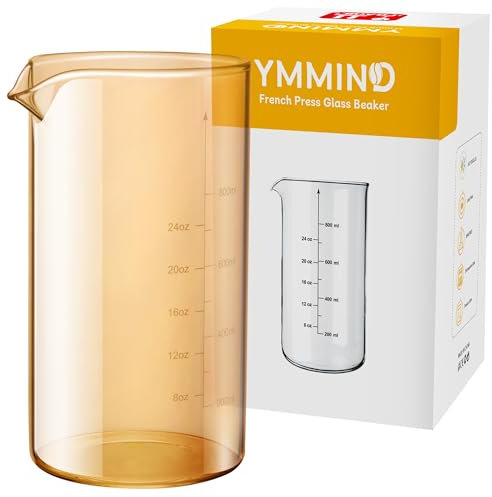 Standard Universal Design 34 oz French Press Replacement Glass Beaker, Fits Most Brands Coffee Makers (1Quart / 1000ml 5-6 Cup) Borosilicate Water Bottle (Copper) (B-FPC-C)