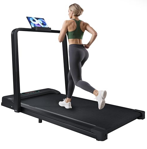 BTM 2-in-1 Laufband für Zuhause Klappbar, ferngesteuertes Treadmill mit LED-Anzeige, Geschwindigkeit 1 – 6 km/h, Bluetooth-Lautsprecher und Telefonhalterung, Walking Pad Laufpad