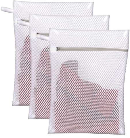 KALIONE Net Wäschesäcke, Mesh Beutel für empfindliche Wäsche, Waben-Dessousbeutel mit Aufhängeschlaufe, für Unterwäsche, BHs, Socken, Babykleidung, Masken (30 x 40cm, 3 Stück)