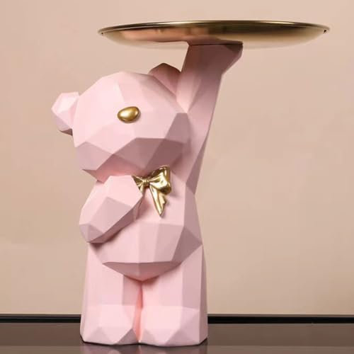 Umikk Bär Schreibtisch Aufbewahrungstablett aus Kunstharz, Bären Deko Harz Tier Skulptur Deko, Bär Statue mit tablett lagerung, Tier Handwerk Harz skulptur, Geschenk für Wohnzimmer