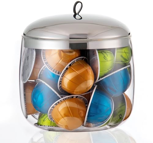 MOLFUJ Coffee Pod Holder, Coffee Pod Storage Compatible with 30 Nespresso Vertuo Pods, Glass K Cup Organizer for Counter, Espresso Capsule Holder for Keurig Kpod