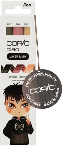 COPIC Ciao lager & mixpenna set med 3 varma palettmarkörer, konst, hantverk, färgning, grafik, överstrykningspennor, design, anime manga