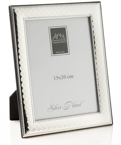 ARTÉ Marco de fotos de 15 x 20 cm, fabricado en Italia, elegante chapado en plata, chapado en plata antioxidante, precioso marco de plata chapada con parte trasera de madera caoba 100Z/15 x 20