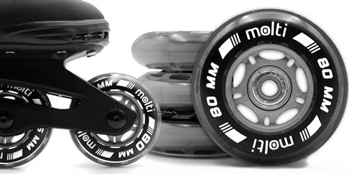 Molti Räder mit Kugellager MOLTI ABEC9 8er- Pack Indoor-/Outdoor-Rollschuh Räder Inlin-Skates Freizeitspaß (transparent, 80 mm)