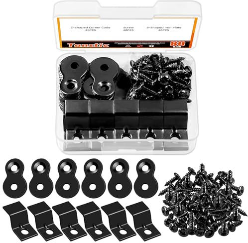 Tanstic 80 st bordsfästen sortimentsats, inklusive 20-pack Z-klämmor, 20 st figurer 8 fästanordningar, 40 st skruvar, slitstark hårdvara skrivbordsfäste, bordsanslutningskonsol för trä