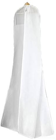 NUZAMAS Custodie per abiti da sposa, da appendere, antipolvere, con cerniera, 180 x 60 x 40 cm, colore bianco, traspiranti
