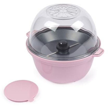 Giles & Posner Mini Popcorn Maker Machine – Non-stick Corn Plate, Hot Air Popcorn Popper, Electric Stirring, Cool Touch Handles, Healthy Fat-Free Snack, Mess-Free with Serving Bowl & Spoon, 500W, Pink