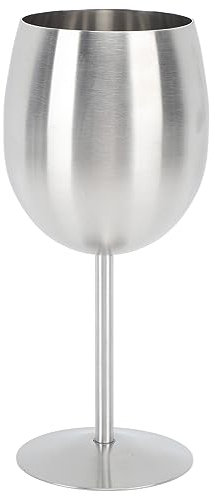 Aladeno Verres à vin à Tige en Acier Inoxydable Robustes et incassables Gobelets à vin en Acier Inoxydable 304 Verre à vin en métal Gobelets à vin argentés pour la Maison, la