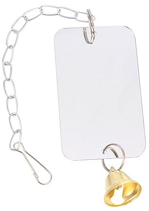 CIYODO Papagei Spielzeug Spiegel Mit Glocke Hängend 6x10cm Robustes Kunststoff Käfig Zubehör Für Sittiche Nymphensittiche Und Kleine Vögel