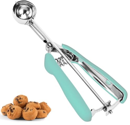 Cookie Scoop, Ice Cream Scoop, 2Tsp/10ml/0.34oz Cookie Scoops for Baking, 18/8 Stainless Steel Cookie Scooper for Baking, Mini Cupcake Scoop, Cookie Dough Scoop with Non-slip Grip (Mint)