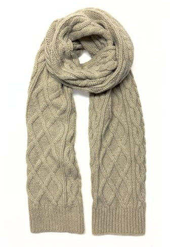 Humble Hilo Weicher Strickschal, Zopfmuster, Sand, Einheitsgröße