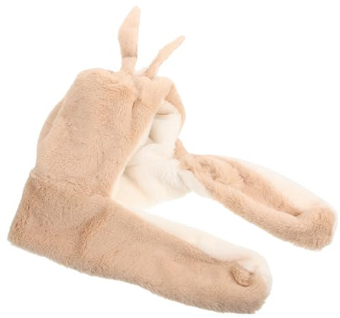 VALICLUD 1stk Schal Mit Hasenohren Kaninchenmütze Hasenmütze Bewegliche Ohren Kleidung Plüsch Kindermütze Hut Mit Hasenohren Kostüm Für Kinder Tierkostüme Für Kinder Flaum Khaki