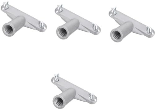 LeapMars Broom Handle Bracket,5mm Thickness Deck Brush Accessories,Aluminum One-Piece Casting Metal Brackets,Broom Bracket for American Style Threadedd Threaded Tip Replacement (4)