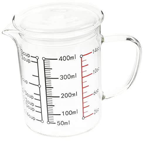 Cabilock Taza Medidora de Vidrio Transparente Vaso Tapa para Leche y Agua Vaso Medidor Doméstico para Hornear y Uso Diario