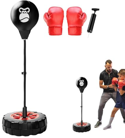 Box-Reflexsack – höhenverstellbarer Standboxsack | Rutschfester, stabiler Boden, verdicktes Material, freistehend mit Handschuhen | Stehender Boxsack für lustiges Workout-Erlebnis