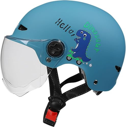 Casco da motociclista aperto per bambini, casco da scooter omologato ECE con visiera, casco da scooter per ragazzi e ragazze dai 3 ai 12 anni A,51-56CM